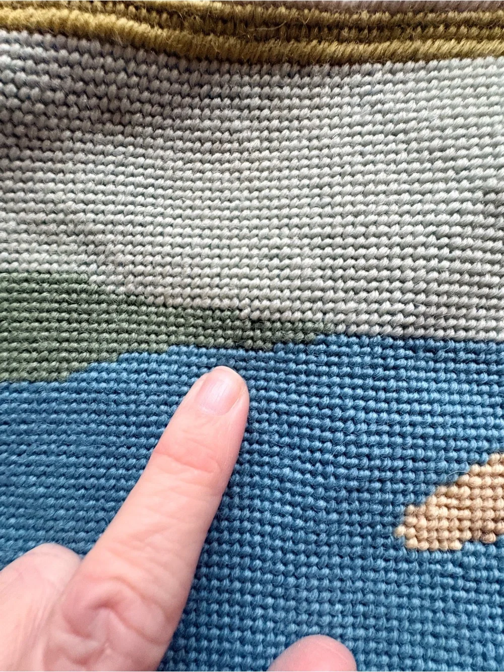 Custom Needlepoint pillow covers with cording, zippers & striped fabric backing